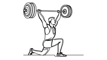 Male Weightlifting athlete line art drawing vector