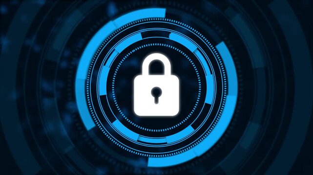 Lock Icon Cyber Security Of Digital Data Network Protection.