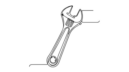 Wrench single line drawing vector