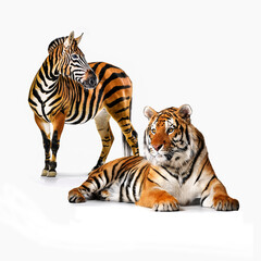 cheval avec les rayure de tigre, tigre, animal, chat, faune, felidae, mammifère, sauvage, nature, prédateur, jardin zoologique, bengale, bande, grand, carnassiers, sibérien, fourrure, rayes, chasse, j