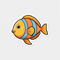 Tropical fish, colorful cartoon fish, goldfish, marine life. Generated AI