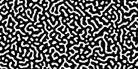 Obraz premium Abstract Turing organic wallpaper with background. Turing reaction diffusion monochrome seamless pattern with chaotic motion. Natural seamless line pattern. Linear design with biological shapes.