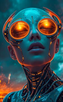 digital art Futuristic Tension Alien vs. Robot in a Chess Match Amidst Vibrant Landscapes Stunning 