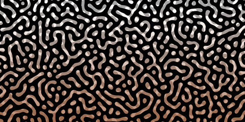 Fototapeta premium Abstract Turing organic wallpaper with background. Turing reaction diffusion monochrome seamless pattern with chaotic motion. Natural seamless line pattern. Linear design with biological shapes.