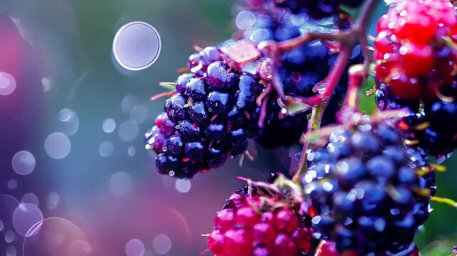 Bright Blackberry with water drops.
