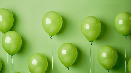 A cluster of green balloons with a glossy finish