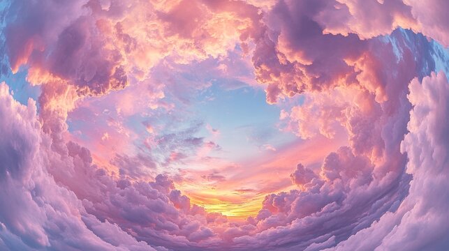 sky part of seamless panorama on sunset time with light clouds, composites in drone spherical panoramas as a sky dome