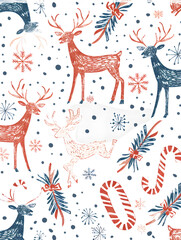 Fototapeta premium New Year and Christmas card, graphic advertising backgrounds in a doodle 2D illustrator style.