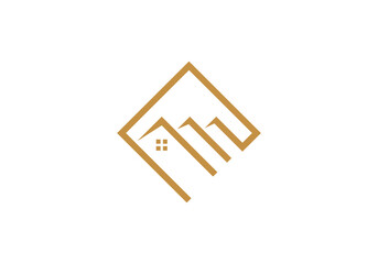 three abstract houses with square logo design inspiration