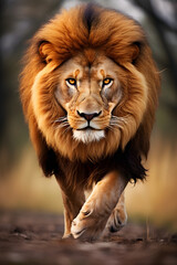Fototapeta premium The Majestic Lion: A Pinnacle of Wildlife Dominance and Beauty in Natural Habitat