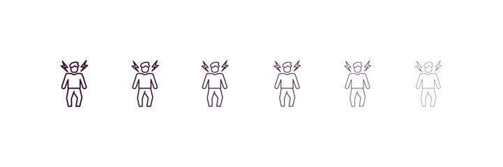 ecstatic human outline icon. Linear vector from feelings concept. 6 different line style ecstatic human icon included thin, light, regular, medium, bold, black