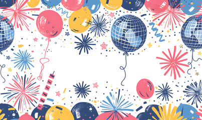 New Year and Christmas card, graphic advertising backgrounds in a doodle 2D illustrator style.