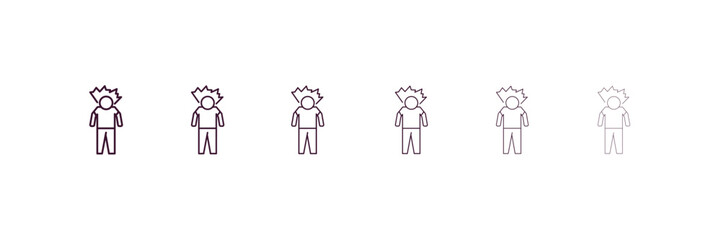 irritated human outline icon. Linear vector from feelings concept. 6 different line style irritated human icon included thin, light, regular, medium, bold, black