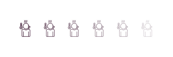 sick human outline icon. Linear vector from feelings concept. 6 different line style sick human icon included thin, light, regular, medium, bold, black