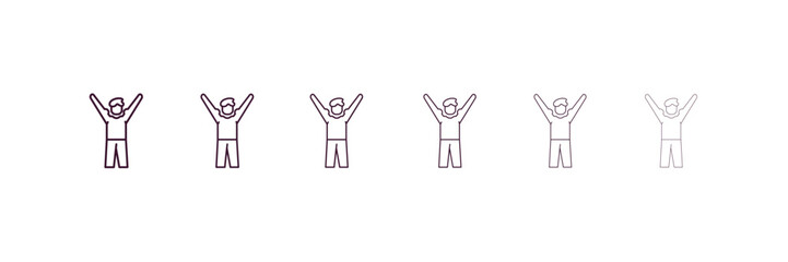 strong human outline icon. Linear vector from feelings concept. 6 different line style strong human icon included thin, light, regular, medium, bold, black
