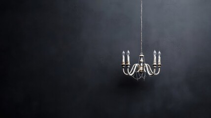 Single chandelier bulb with cobwebs on dark background.