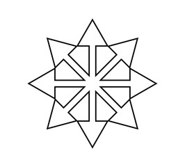 Chaos star symbol. Arrows, eight-pointed radial symmetry.