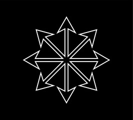 Obraz premium Chaos star symbol. Arrows, eight-pointed radial symmetry.