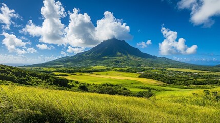 landscape with mountains and blue sky