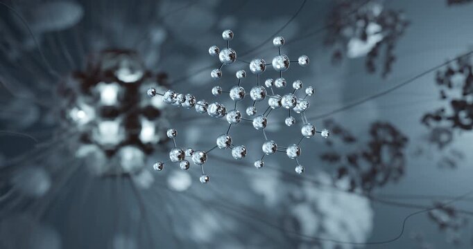 Methadone rotating 3d molecule, molecular structure of dolophine, seamless video