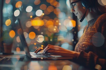 A woman is seated at a desk, using a credit card for a transaction or online purchase, AI generated