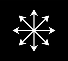 Chaos star symbol. Arrows, eight-pointed radial symmetry.