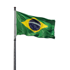 Brazil flag waving over transparent