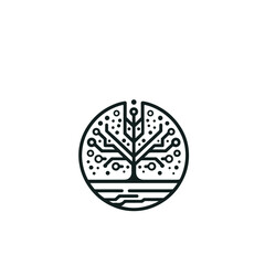 tech tree logo vector, tech tree electrical circuit digital logo, tree tech logo creative digital system design 