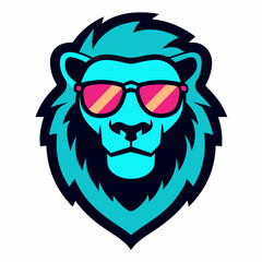 Lion head design vector art illustration. Lion head with sunglasses icon illustration.
