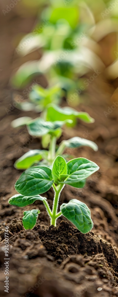 Canvas Prints Green Sprout Emerging From Soil.