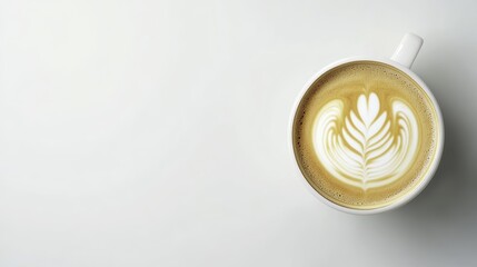 Latte Art Coffee Cup White Background