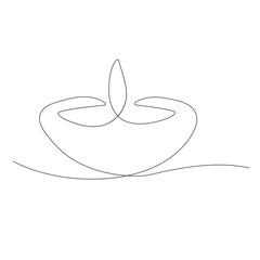 Continuous one line drawing diwali hands holding with lamp candle with vactor