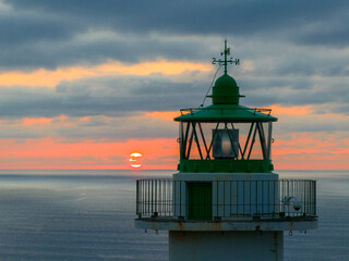 Faro de Luces al atardecer de Colunga en Asturias