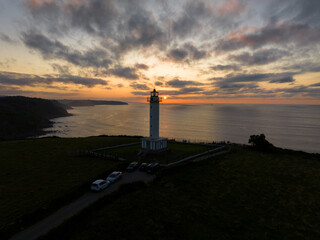 Faro de Luces al atardecer de Colunga en Asturias