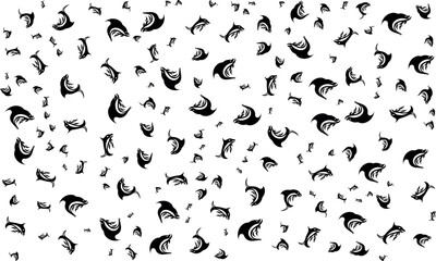 Fish collection silhouette vector trendy design