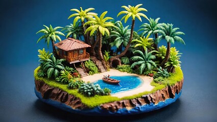 Obraz premium Miniature model of a tropical island