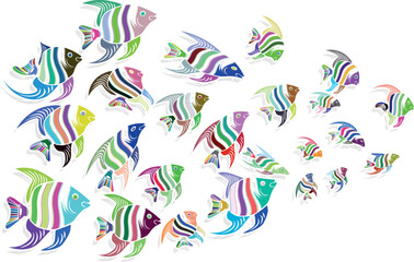 Fish collection silhouette vector trendy design