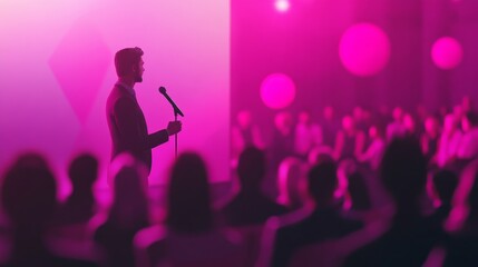 Man giving a speech at a conference