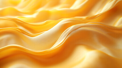 A close-up of soft, flowing, yellow fabric, likely silk or satin.