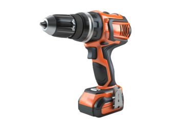 Cordless orange screwdriver isolated on white background