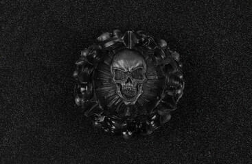 black magic frame with skull pattern