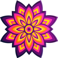 Isolated Beautiful Pink and Yellow Flower Element Png Vector.