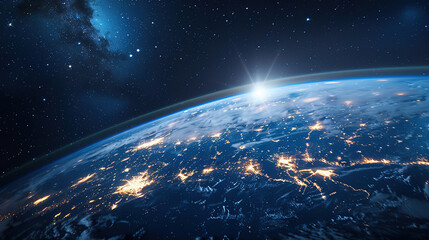 Obraz premium view of the planet earth in space with beautiful stars