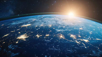 Fototapeta premium view of the planet earth in space with beautiful stars