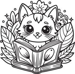 Hand Drawn Kawaii Book Illustration 