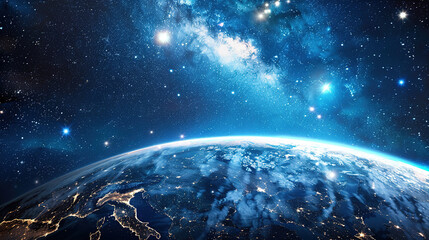 Obraz premium view of the planet earth in space with beautiful stars