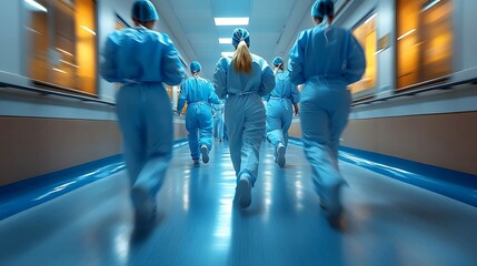 Emergency Response Team in Protective Gear: Frontline Workers Addressing a Biohazard Crisis in a Contaminated Environment