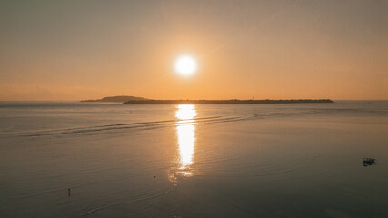 Gili Air, island, Indonesia. drone footage 4k,
View from above, sunset on the island, 