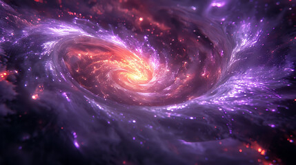 Obraz premium Luminous purple spirals of a galaxy set against a black background, showcasing the beauty and mystery of the cosmos.