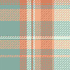 Italian textile plaid background, layer seamless tartan check. Crossed fabric vector pattern texture in orange and pastel colors.